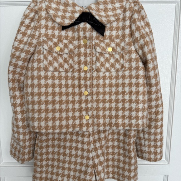 Janie and Jack Houndstooth Blazer - Tan and White
